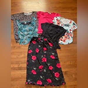 Short sleeve casual blouses and skirt bundle size XL